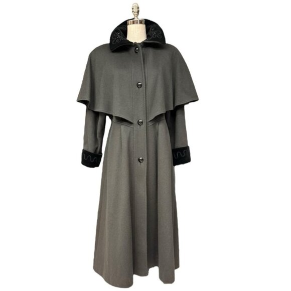 Vintage Charles Klein for Forstmann Wool Princess Coat Cape Collar Maxi Overcoat - Picture 1 of 14